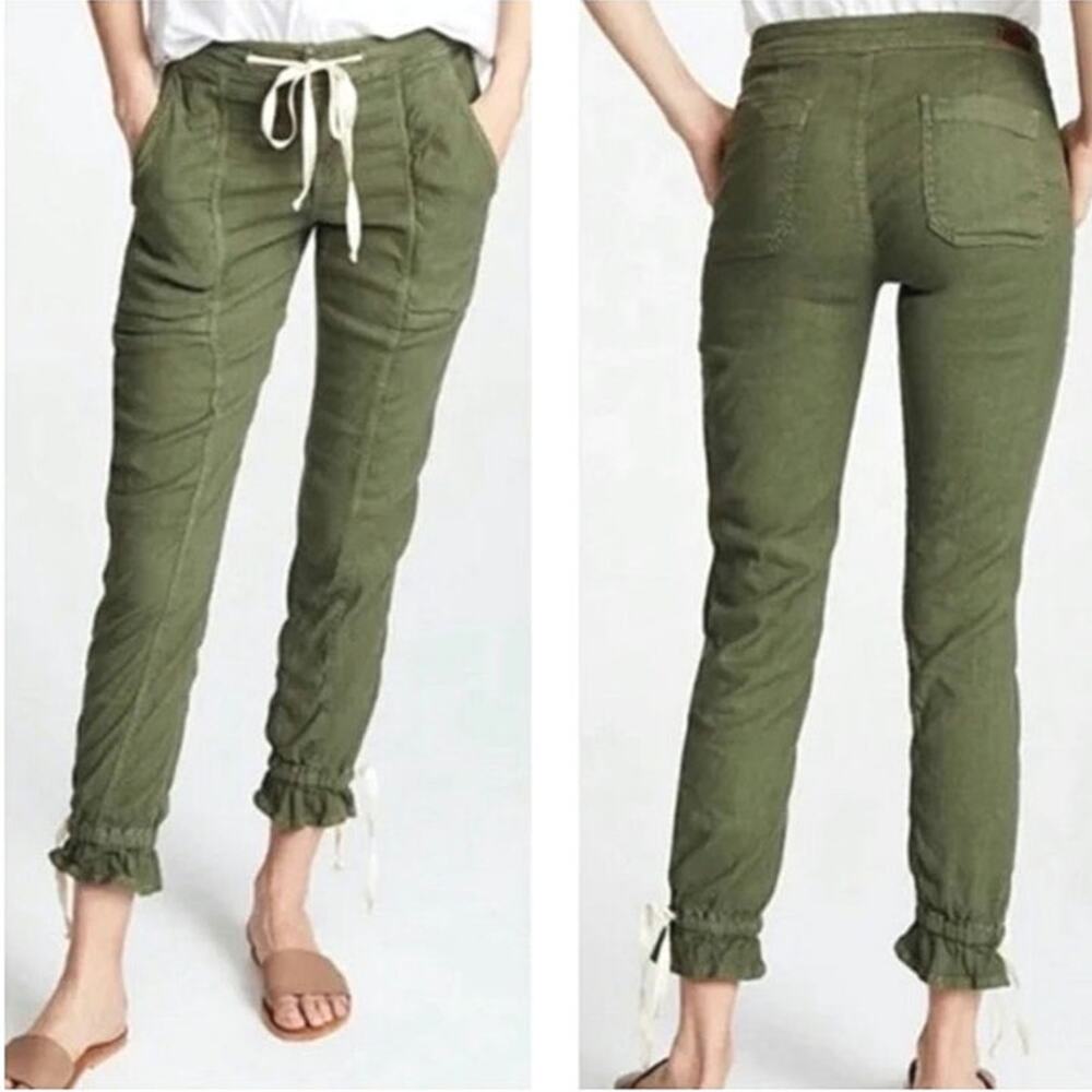 Joie Maja Green Utility Cargo Jogger Pant Ankle Cropped Linen Blend Casual 23 - Picture 15 of 16